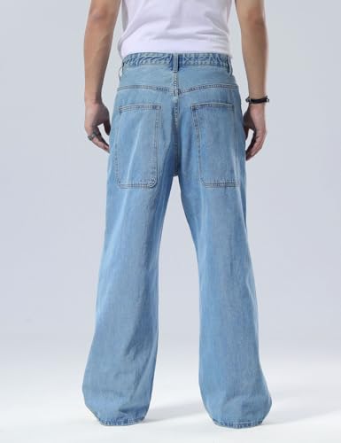 Plaid&Plain Men's Hip Hop Baggy Jeans Casual Wide Leg Y2k Skateboard Vintage Denim Pants Streetwear2