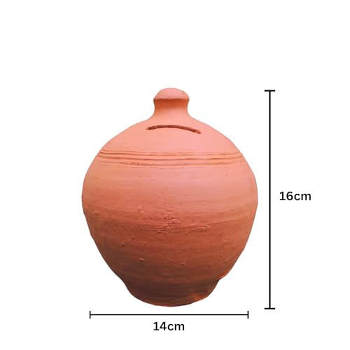 Hari Craft Mitti Gullak for Kids and Adults, Piggy Bank, Mitti ka Gullak, Clay Gullak, Coin Bank, Mini Bank (Brown) Pack of 1