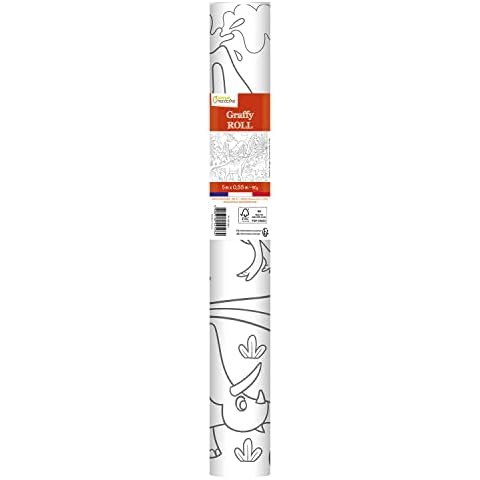 Avenue Mandarine - Ref GY126C - Graffy Roll 5m Colouring Poster - Dinosaurs - 90gsm Drawing Paper, 50cm Design Repeated 10 Times, Ideal for Group Activities Cover