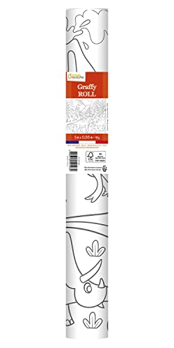 Avenue Mandarine - Ref GY126C - Graffy Roll 5m Colouring Poster - Dinosaurs - 90gsm Drawing Paper, 50cm Design Repeated 10 Times, Ideal for Group Activities