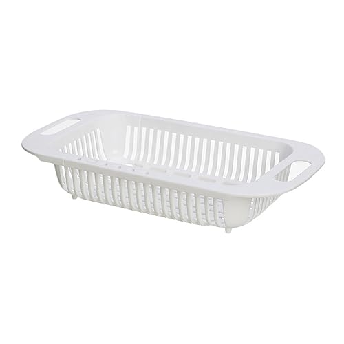 FUNNETOYU Escurreplatos Telescópico para Fregadero Cesta Multiusos para Platos Cuencos y Cubiertos Organizador de Cocina Resistente y Práctico Color Blanco