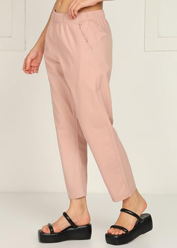 Image of Alan Jones Clothing Womens Mid Rise Cotton Relaxed Ankle Pants | 100% Cotton
