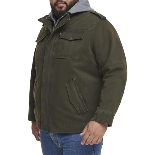 Image of Levi's Men's Washed Cotton Hooded Military Jacket (Regular & Big & Tall Sizes)
