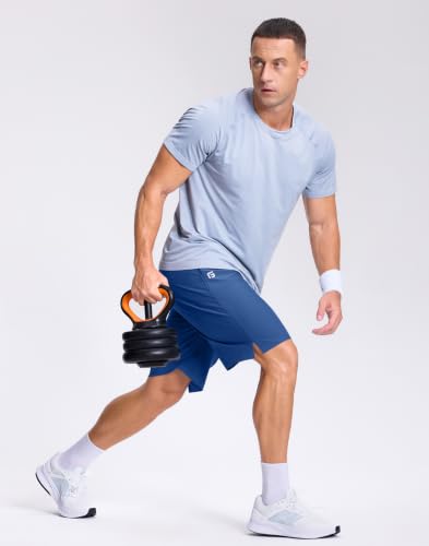 Image of GGJ Men's Lightweight Athletic Shorts with 2 Zipper Pockets 7 inch /9 inch /5 inch Gym Workout Running Quick Dry Tennis Shorts for Men