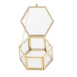 Hdbcbdj Caja de reloj hexagonal de cristal transparente, caja de joyería para anillos de boda, caja organizadora de joyas geométrica, contenedor para collares, relojes