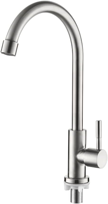 M18703 Kitchen Faucet, Single Cold Water Kitchen Taps, Sink Tap with 360 ° Swivel High Spout, Stainless Steel Tap for Kitchen with One G3/8" Hose