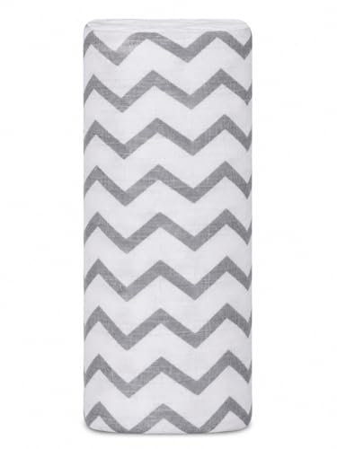 Image of Pure Cotton Muslin Baby Swaddle Blanket for Newborn Baby - Super Soft Wrapper Cloth, Multi-Use Stroller Cover & Gentle on Baby Skin (120 x 120 CM) - Pack of 2 | Grey DOT & Grey Zigzag