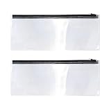 Desenda 2 astucci grandi trasparenti per matite standard da 30 cm, robusti e trasparenti, per riporre oggetti di cancelleria per esami GCSE (nero)