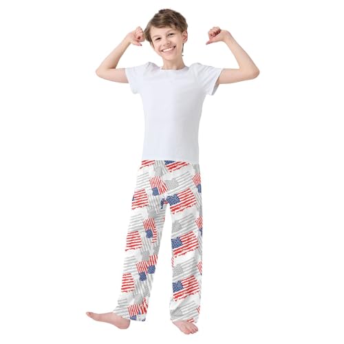 Boys' Pants USA Flag Long Bottoms Jogger Pants Elastic Waist Trousers with Pockets S-XL2