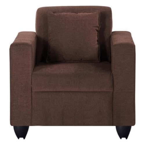 Image of FURNY Lexia 5 Seater 3+1+1 Fabric Sofa Set (Brown)