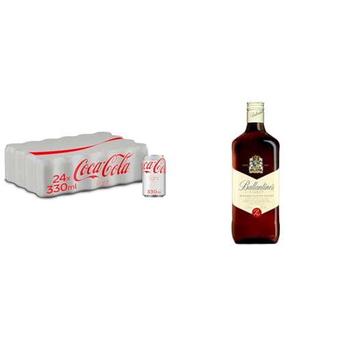 Coca-Cola Light - Refresco de cola sin azúcar, sin calorías - Pack 24 latas 330 ml + Ballantine's Finest Whisky Escocés de Mezcla, 1.5L