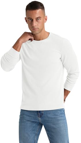 NITAGUT Mens Waffle Crewneck Shirts Slim Fit Long Sleeve Casual T-Shirt4