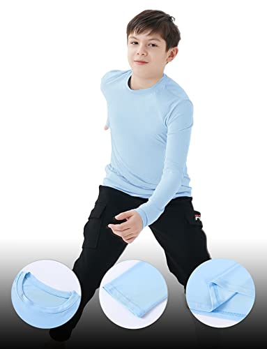 Hoplynn 2 Pack Boys Or Girls Kids Upf 50+ Rash Guard Shirt, Swimsuit Fishing Surf Swim Spf Quick Dry Cool Beach Long Sleeve Clothes For Girls Boys Kids Grey Blue Large #TOP4