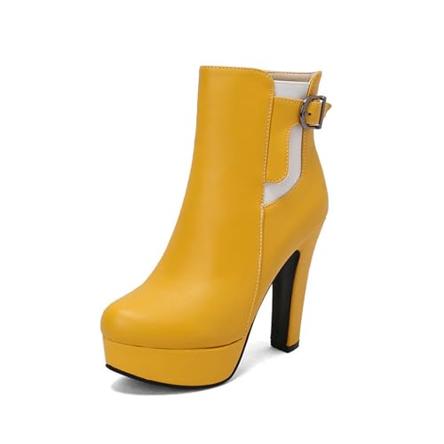 Bottines à talon épais 12CM pour femme avec boucle élégante