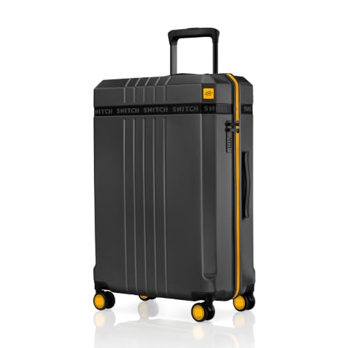 Image of SNITCH VITTO Large Size Black Polycarbonate Hard Travel Suitcase - Large Trolley Bags & Luggage with 8 Wheels, Premium Lock, Wet Pouch & Free Shoe Bag