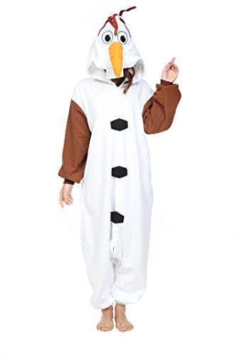 NEWCOSPLAY Adult Olaf Unisex Pyjamas Halloween Onesie Costume (Olaf, Large)