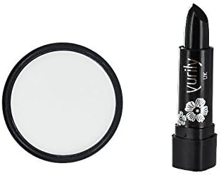 Yurily White Zombie Ghost Face Powder and Black Lipstick Halloween Fancy Dress Set