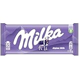 Milka Alpine Milk Chocolate Bars, Smooth and Creamy Chocolate Made With 100% Alpine Milk, 90 g (Pack of 1)