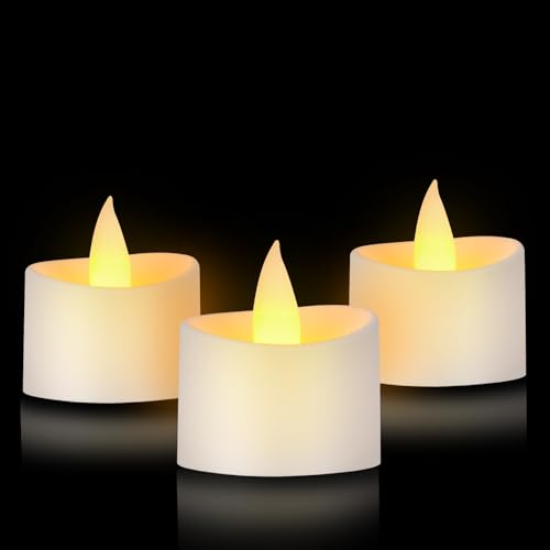 Image of White Flameless Tea Lights - 12 Pack Modern LED Candles for Minimalist Home Decor, Spa Bathroom & White Wedding Centerpieces (White Base, 12 Pack)