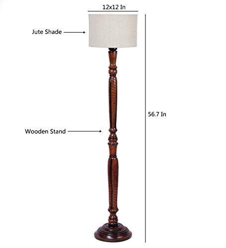 Image of Devansh White Jute Wooden Floor Lamps
