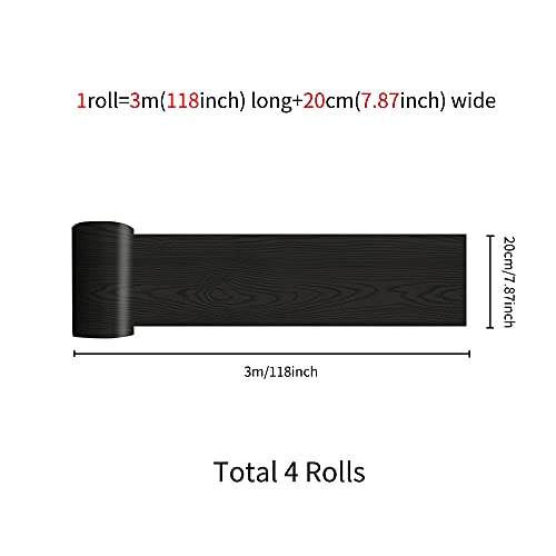 Funlife 4 Strips Peel And Stick Stair Riser Sticker, Black Wood Contact Paper Self Adhesive Vinyl Stairway Stickers, Staircase Step Decals For Home Decor, 7.87"X118" #TOP1