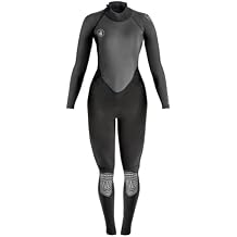 Body Glove Pro3 Womens Full Suit 3/2mm Black Back Zip Quadra Flex 4 Way Stretch Thermal Lightweight Performance for Surfing, Bodyboarding, Swimming, Snorkeling, and Scuba Diving
