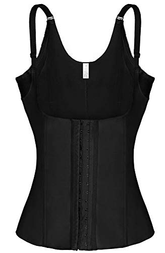 Gary Com Women Underbust Corset Adjustable Straps Waist Trainer Cincher Steel Boned Body Shaper Tummy Fat Burner Black XXL