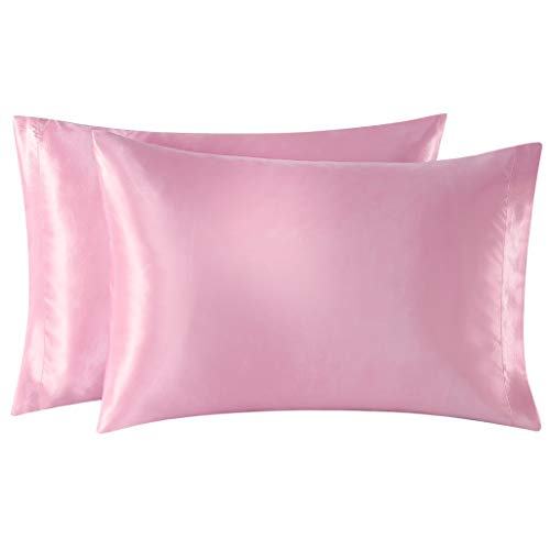 EXQ Home Satin Pillowcase for Hair and Skin, Pink Cooling Pillow Cases Queen