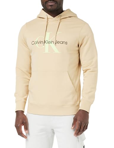 Image of Calvin Klein Jeans Men's Seasonal MONOLOGO Regular Hoodie J30J320805, Warm Sand, L