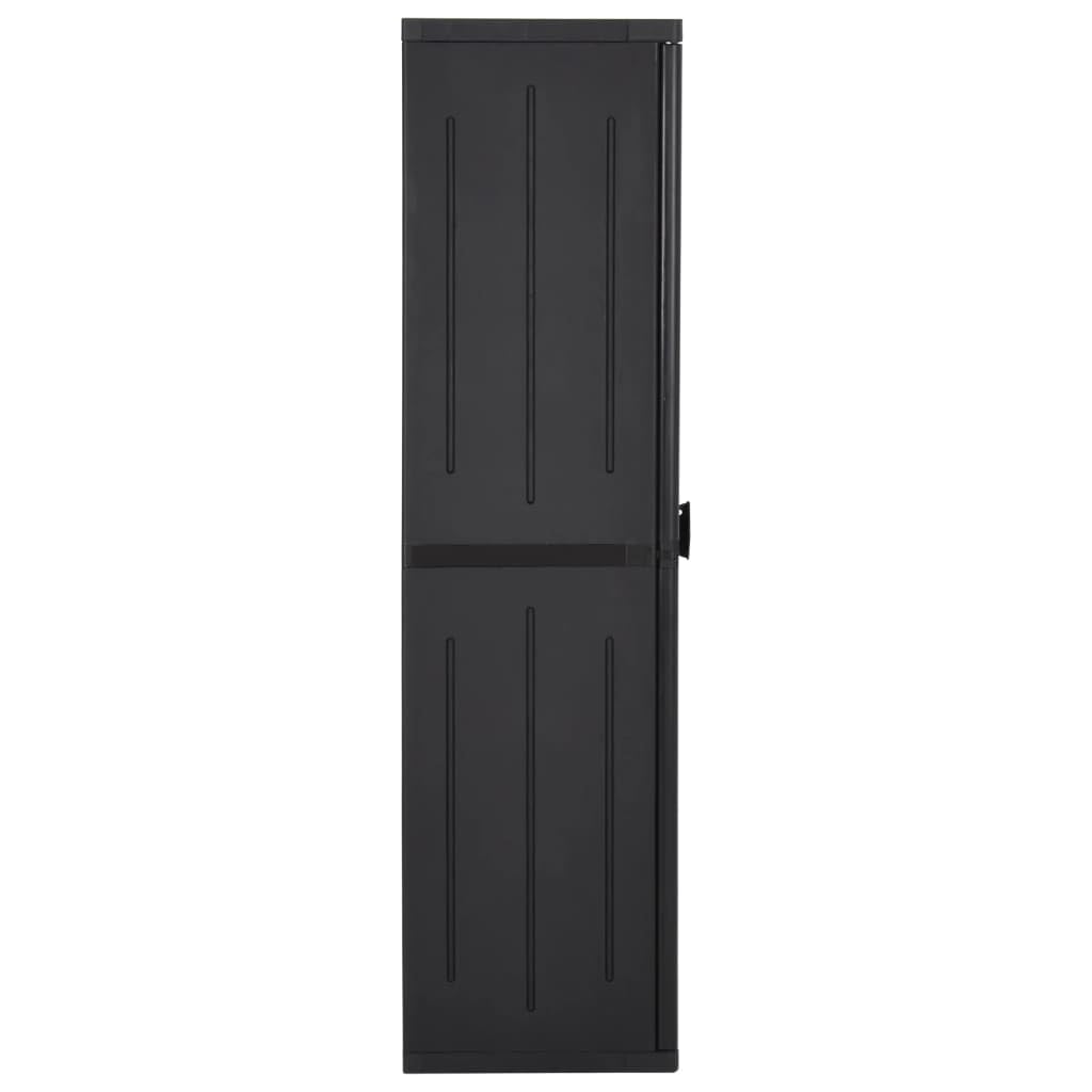 KOIECETA Gartenschrank Kunststoffschrank Haushaltsschrank Spindschrank Schrank Spind Terrassenschrank Balkonschrank Schwarz 65x45x172 cm PP Rattan