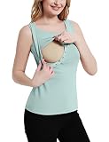 SWEETBUMP Nursing Tank Tops for Women Scoop Neck Sleeveless Breastfeeding Shirt Sage Green M