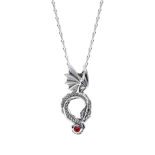 DIYADE Daenerys Targaryen Jewelry Dragon Pendant Necklace S925 sterling silver with Red Man-made crystal For Games Collection AndThrones Gift (Dragon Pendant Necklace)
