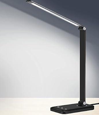 AFROG Multifunctional LED Desk Lamp with USB Charging Port, 5 Lighting Modes,5 Brightness Levels, Sensitive Control, 30/60 min Auto Timer, Eye-Caring Office Lamp?8W?5000K