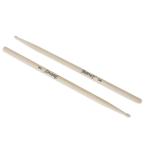 Image of Juarez JRDS100 Wooden Drum Sticks - 5A Size, Maple Wood with Wooden Tips, Durable & Balanced for Drummers (Pair)