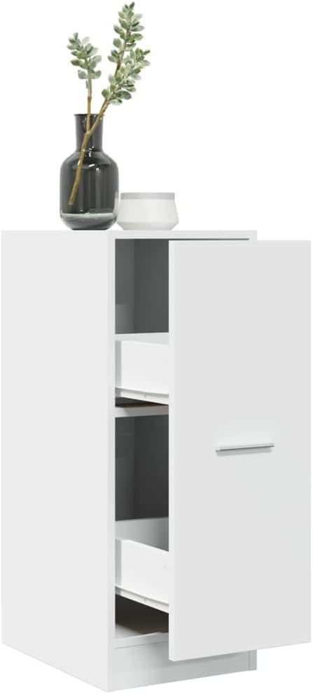 Easy Assembly Engineered Wood Apothecary Cabinet with Five Drawers and a Shelf in Smooth White Finish