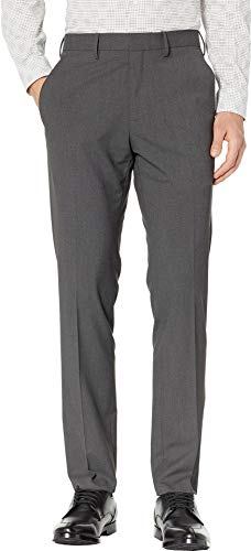 Kenneth Cole REACTION Men's 4-Way Stretch Solid Gab Slim Fit Dress Pant, Charcoal Heather, 33Wx32L