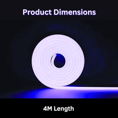 Image of One94Store 4 Meter LED Neon Strip Light - Blue | Plug-in Powered Flexible Waterproof Rope Light DC 5V | Ambient LED Lighting for Home, Bedroom, DIY Decor, Party & Gaming Room