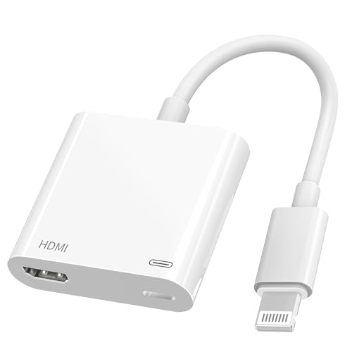 [MFi Certified] Lightning to HDMI Adapter for iPhone Digital AV Adapter 1080P HD Video HDMI Sync...