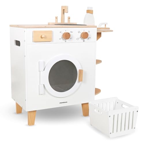 Lavadora infantil de madera Mamabrum con tabla de planchar para jugar en casa 4