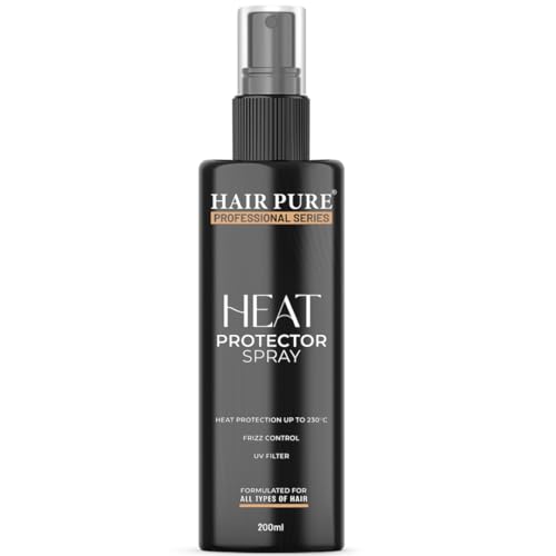 Hair Pure Heat Protector Spray | Hair Styling Spray for Women & Men | Heat Protection Spray for upto 230 °C | Less Breakage | Frizz Free & Damage Control | Paraben Free Heat Protection Spray (200ml)