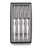 CUTCO #1865 set of 4 White (Pearl) Model 1759 Table Knives, each in a factory sealed plastic bag, inside attractive blue CUTCO box..............3.8" Double-D serrated 440A High-Carbon, Stainless Steel blades and 5" handles