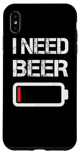Carcasa para iPhone XS Max I Need Beer Funny No Power Battery Beer Lover Beber