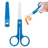 HEALSOPTHY Babynahrungs Schere Keramik Zerkleinerer mit Sicherheitsfunktion Kunststoffgriff Ergonomisch Babynahrungszubereiter für Beikost und Pürierte Lebensmittel Blau
