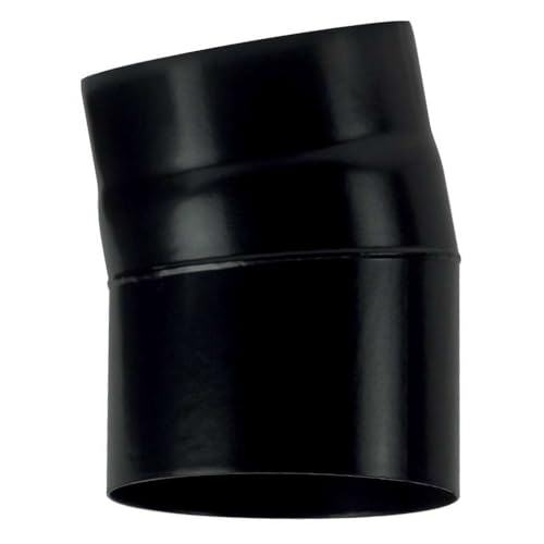 Canna fumaria Curva 15 DN 150 smaltato verniciato 600 gradi per stufa a legna tubo nero acciaio CE Made in Italy