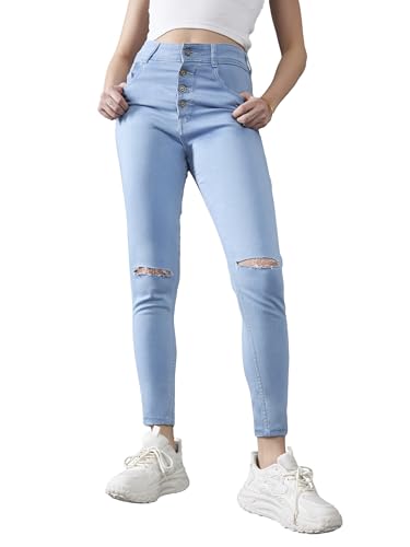 Jean skinny taille haute en denim pour vos sorties citadines