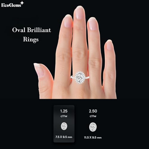 1.25-2.50 Cttw Lab-grown Diamonds and Moissanite oval cut halo engagement ring 14K White Gold (D Color VVS Clarity) Comes With Gift Box4