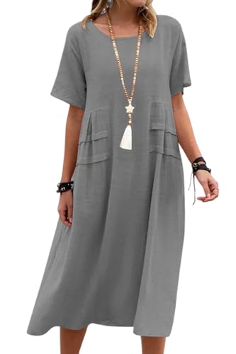 Cozyan Robe Femme Ete Chic Boheme Jacquard Col Rond D'été Robe de Plage Décontracté à Manches de Soiree Femme Longue pour Femmes Longue de Plage bohème...