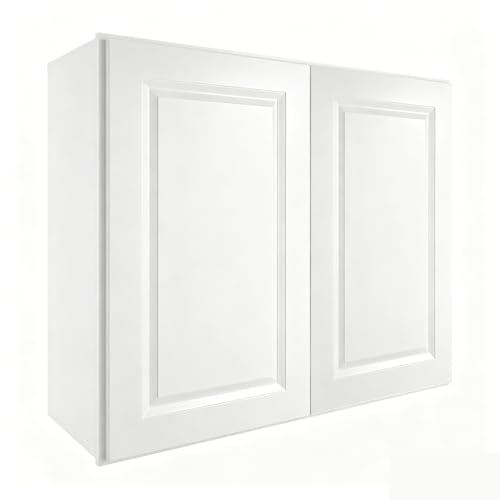 LUXEYARD 36 Inch Kitchen Wall Cabinet, White Shaker RTA Wall Cabinet with Soft Close Double Doors, 2 Adjustable Shelves, 36" W x 12" D x 30" H Ready to Assemble Storage Cabinet