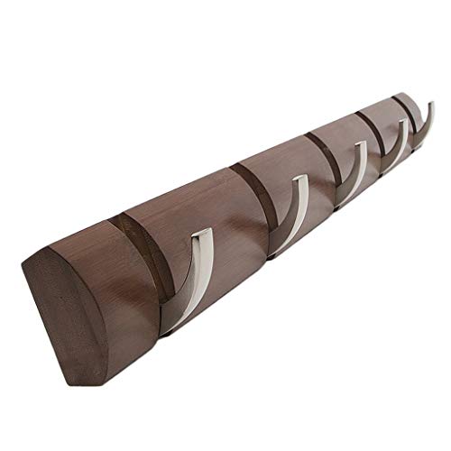 Wall-Mounted Bamboo Bamboo Coat Hook Hanger 5 Retractable Metal Hooks