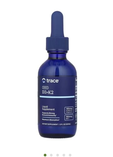 Trace Minerals Ionic D3+K2 - Liquid Multivitamin for Bone & Heart Health - Supports Calcium Absorption - Immune System Aid - Natural Supplement - 2 fl oz (296 Servings)